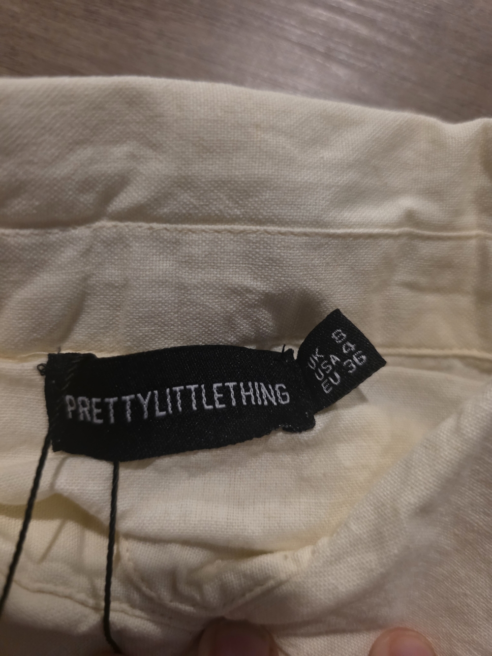 PrettyLittleThing Cream Short-Sleeve Button-Down Shirt - Picture 2 of 2